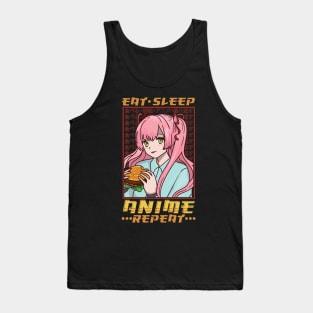 Funny Anime Obsessed Girl Eat Sleep Anime Repeat Tank Top